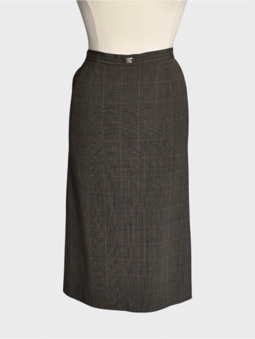 JM Collection Plaid Pencil Midi Skirt